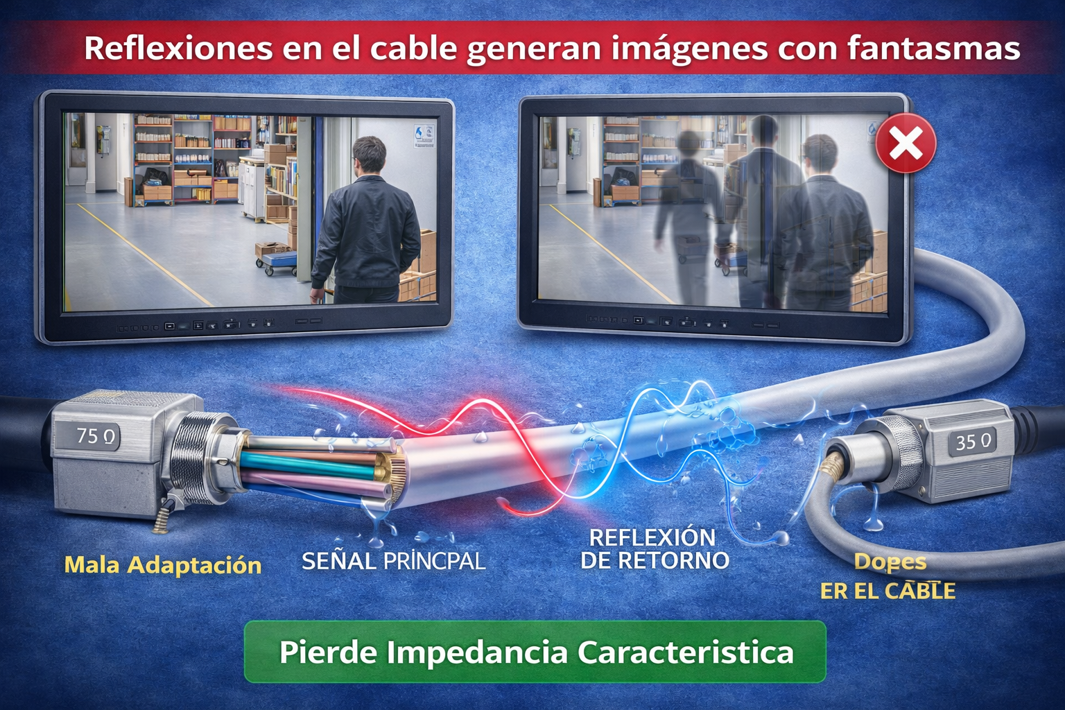 Reflexiones en el cable: por qué aparecen imágenes duplicadas en CCTV